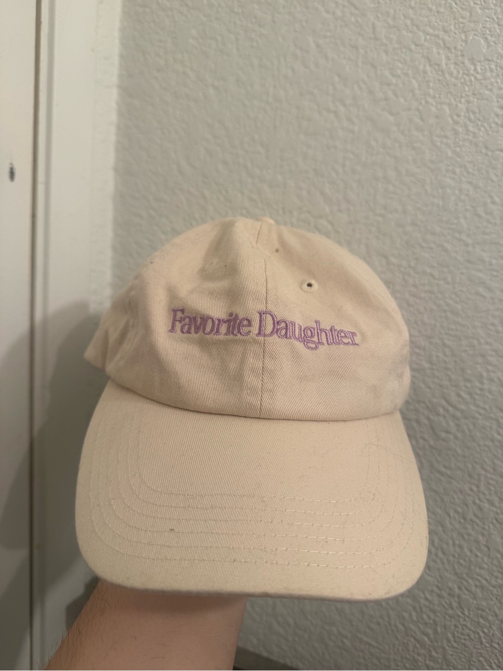 Favorite Daughter Baseball Cap - Cream with Purple Embroidery